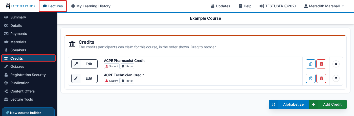 Credits Overview credits_overview