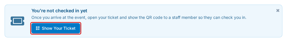 The notice inside a part that takes attendance learner_checkin_ticket