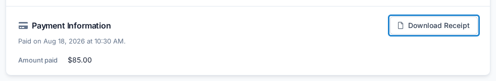 Payment Information, on the course's page in your learning history learner_receipt
