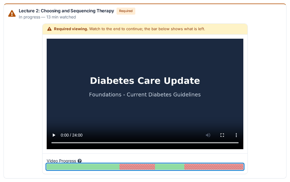 A partly-watched video: the red bands are the sections that never played through learner_video_progress