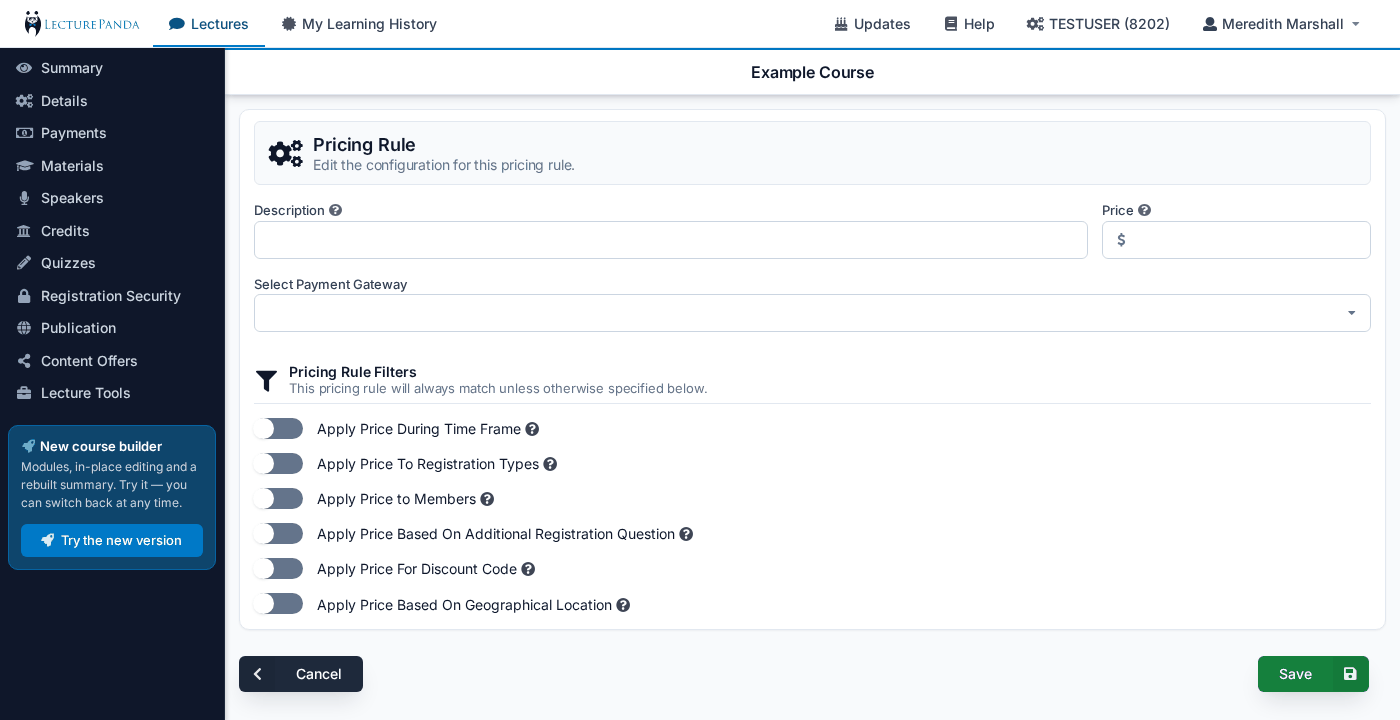 Payments Create a Rule payments_rule