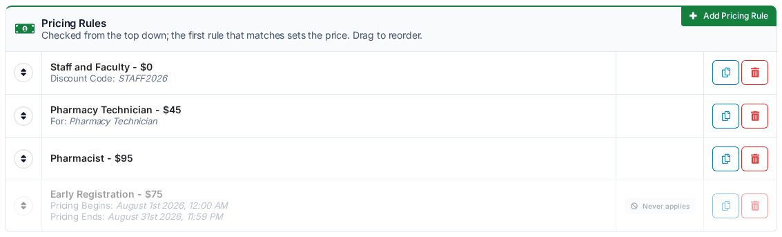 Payments Pricing Rules payments_pricing_rules